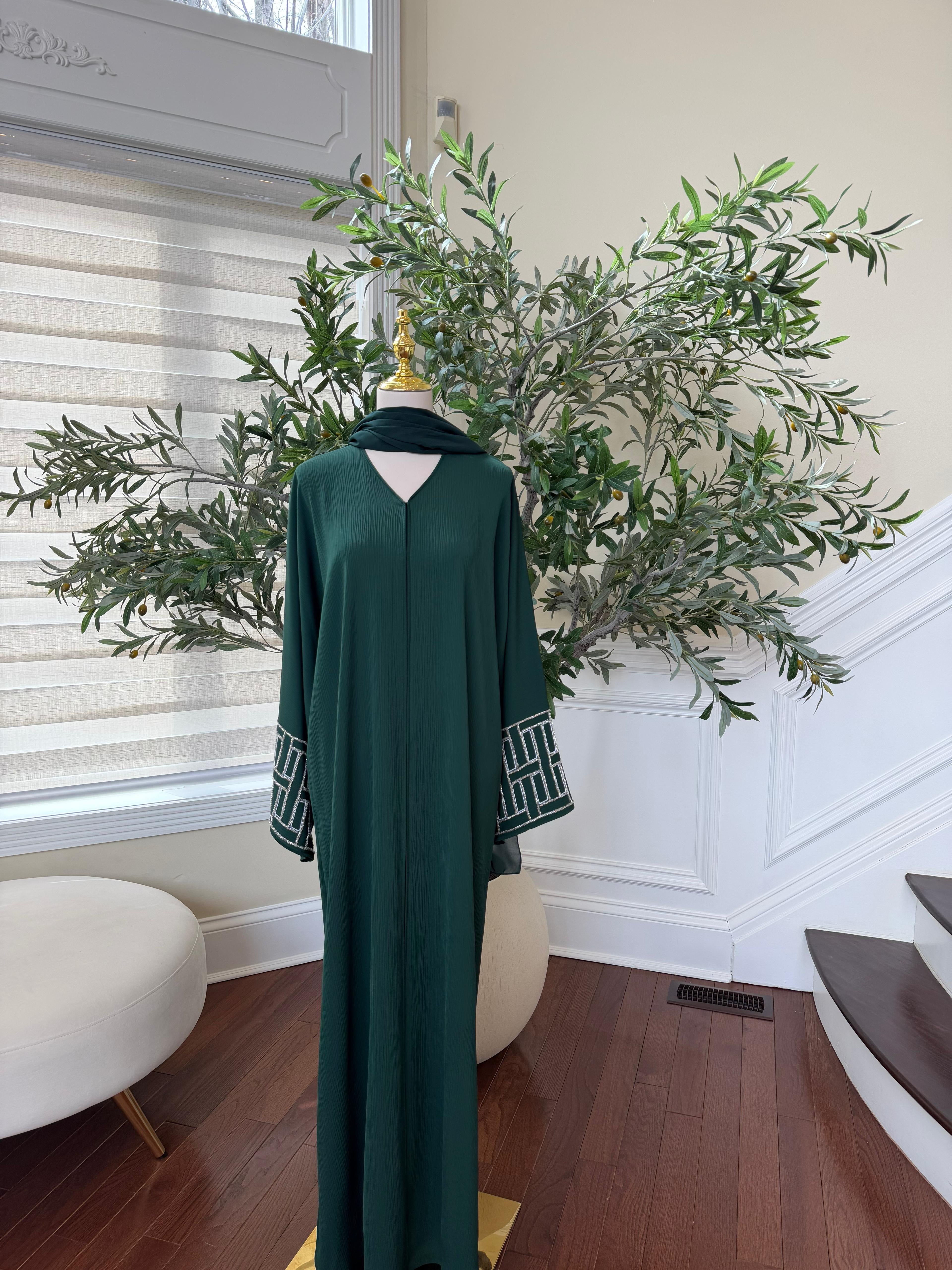 Green Silver Essence Abaya