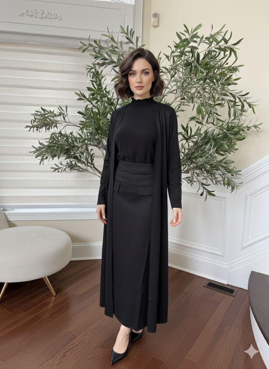 Modest Fashion Skirt & Cardigan Set