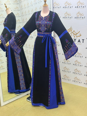 Black Embroidery Embellished Tatreez Thobe