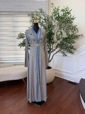 Baby Blue Breeze Luxury Floral Kuftan