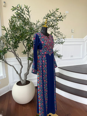 Elegant Blue Tatreez Thobe/A