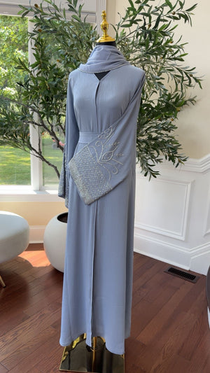 Baby Blue Sleeve Charm Abaya