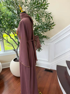 Muave Golden Detail Charm Abaya