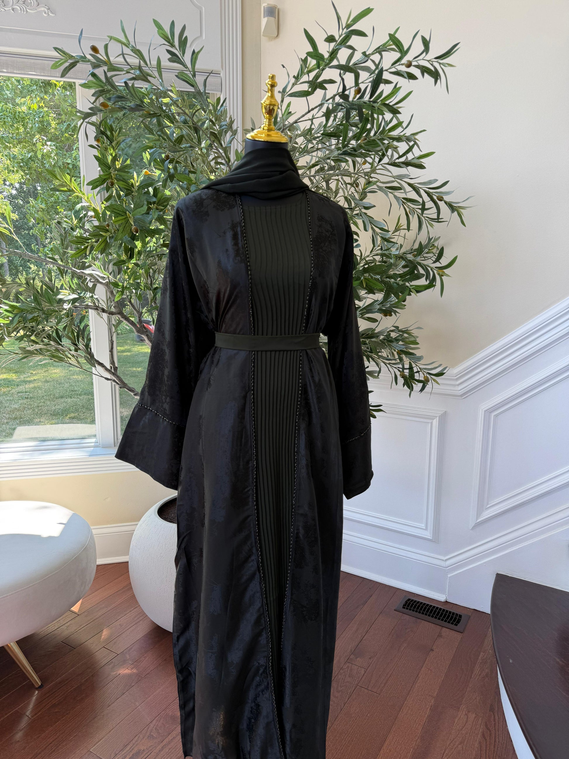 Deep Olive Blossom Abaya