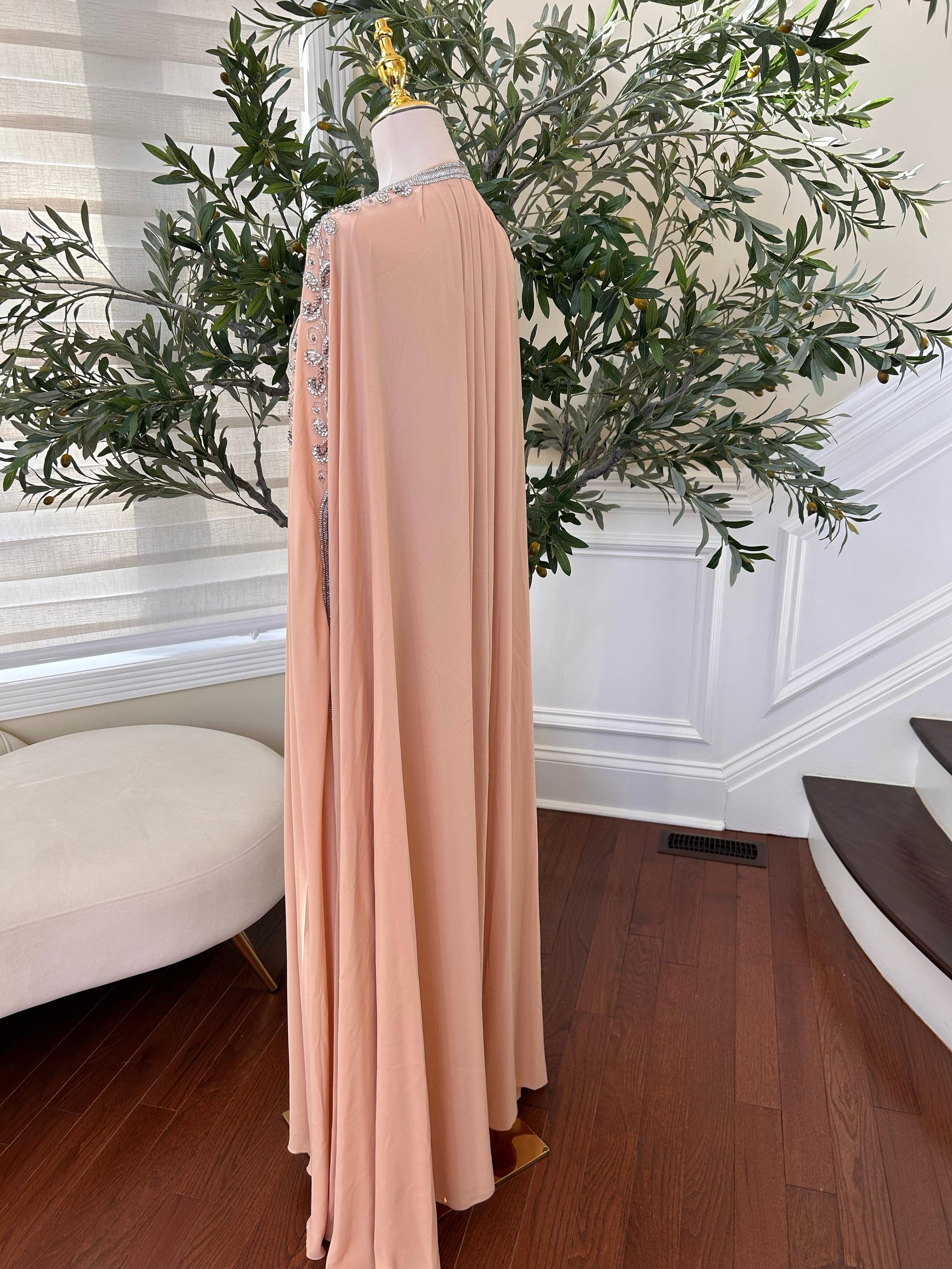 Peach/ Orange Beaded Stone Kuftan