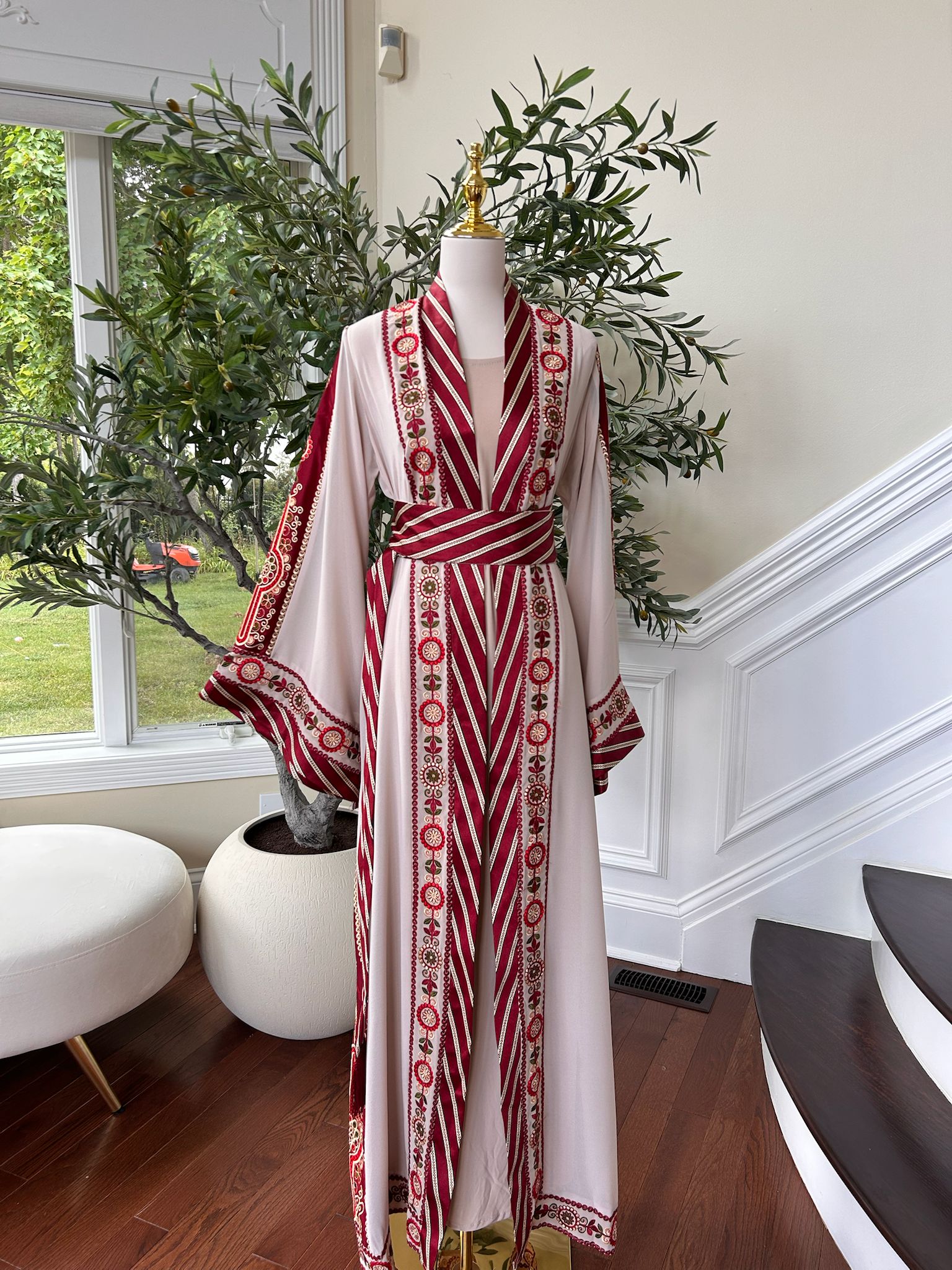 Cream Tatreez Two Piece Thobe