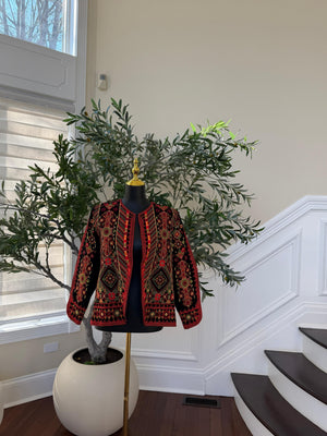 Red Embroidered Tatreez Jacket