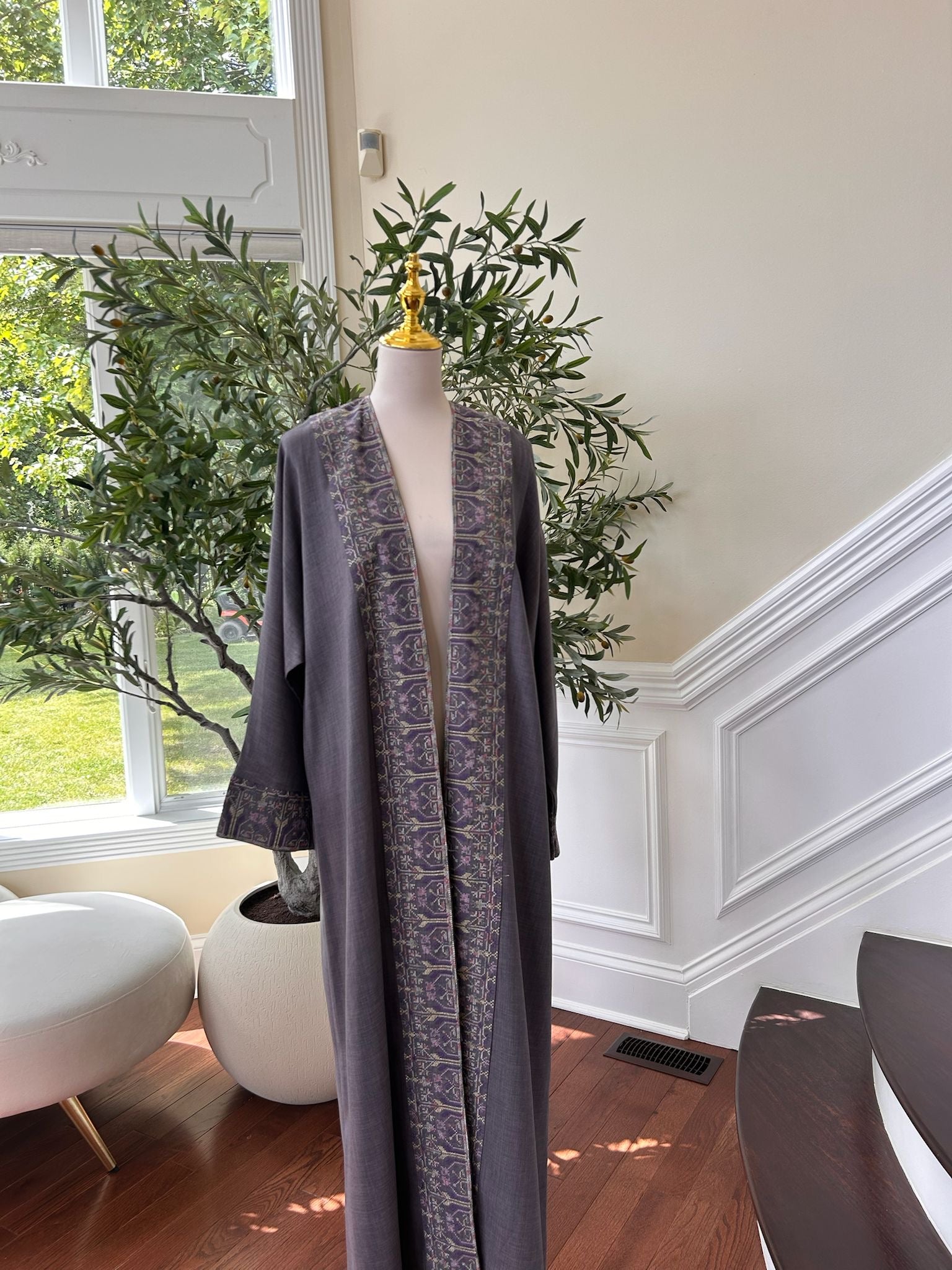 Purple Tatreez Elegance Cardigan Abaya