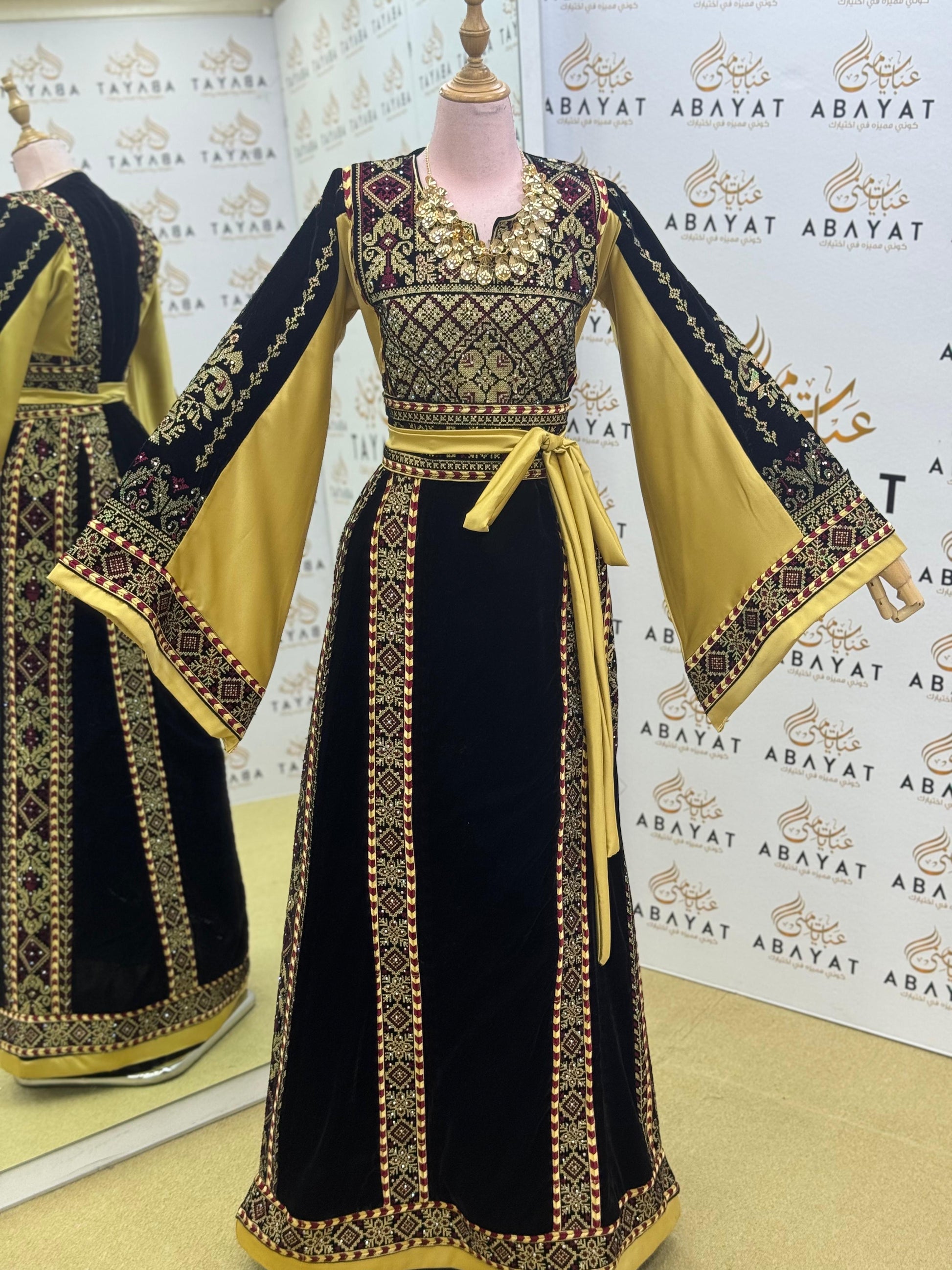 Premier Black and Yellow Velvet Thobe