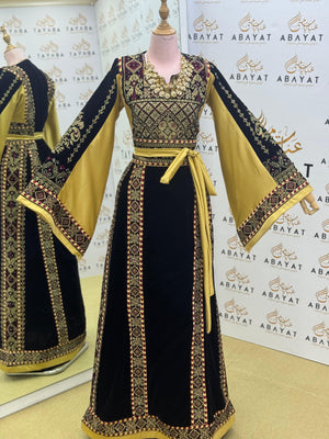 Premier Black and Yellow Velvet Thobe