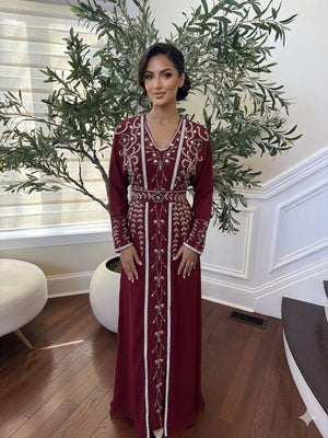 Royale Red Beaded Two Piece Kuftan