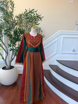 Brown Embroidery Elegance Tatreez Thobe