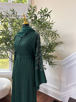 Green Sleeve Charm Abaya