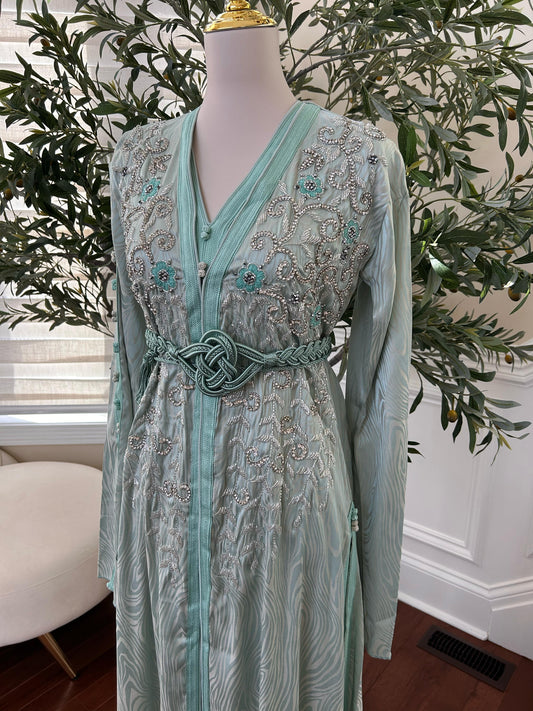 Mint Stone Beaded Kuftan