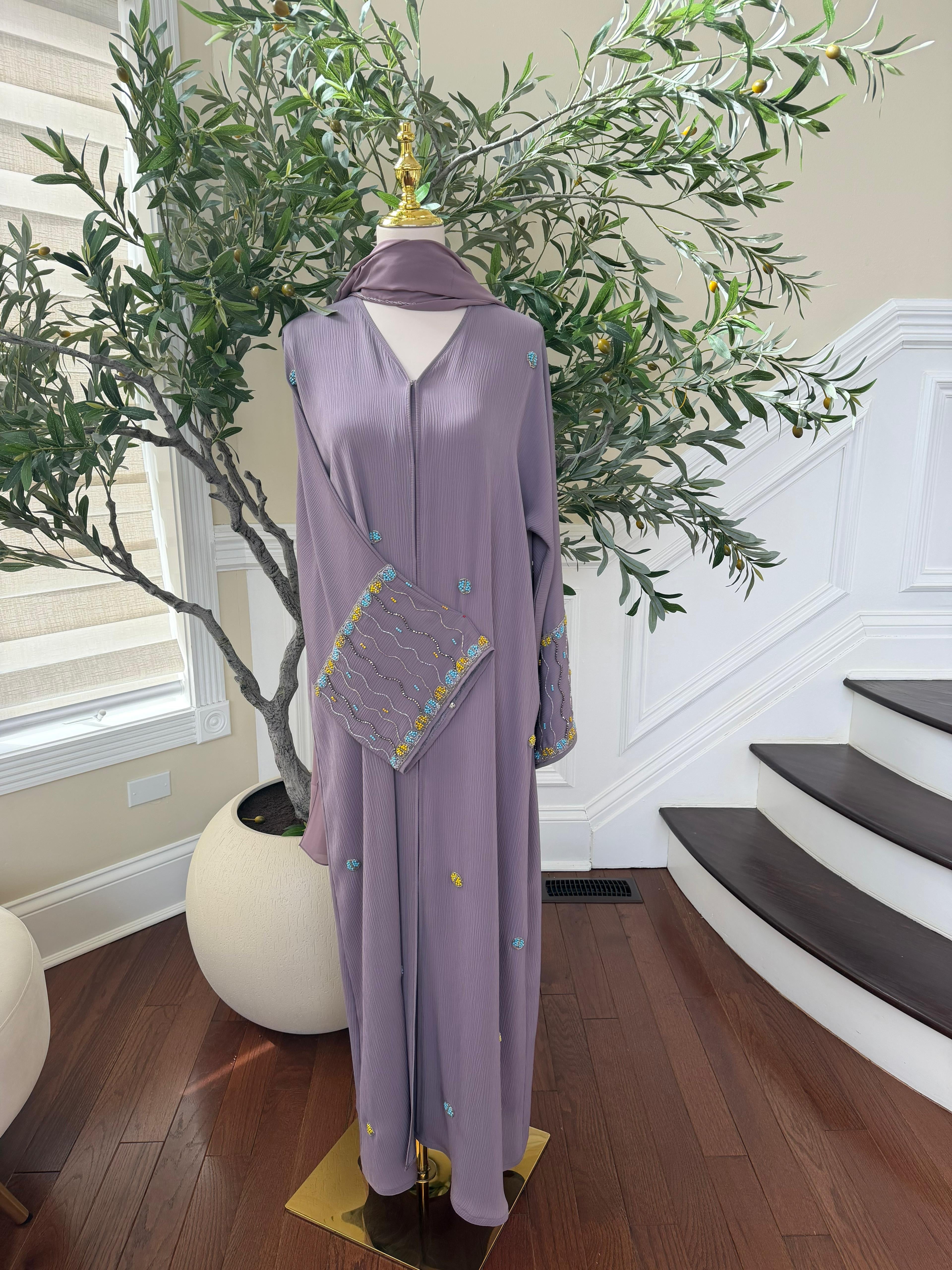 Lavender Charm Sleeve Detail Abaya