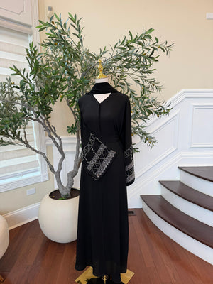 Black Silver Sleeve Essence Abaya