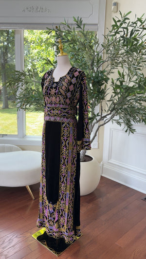 Velvet Black Stone Thobe / 341