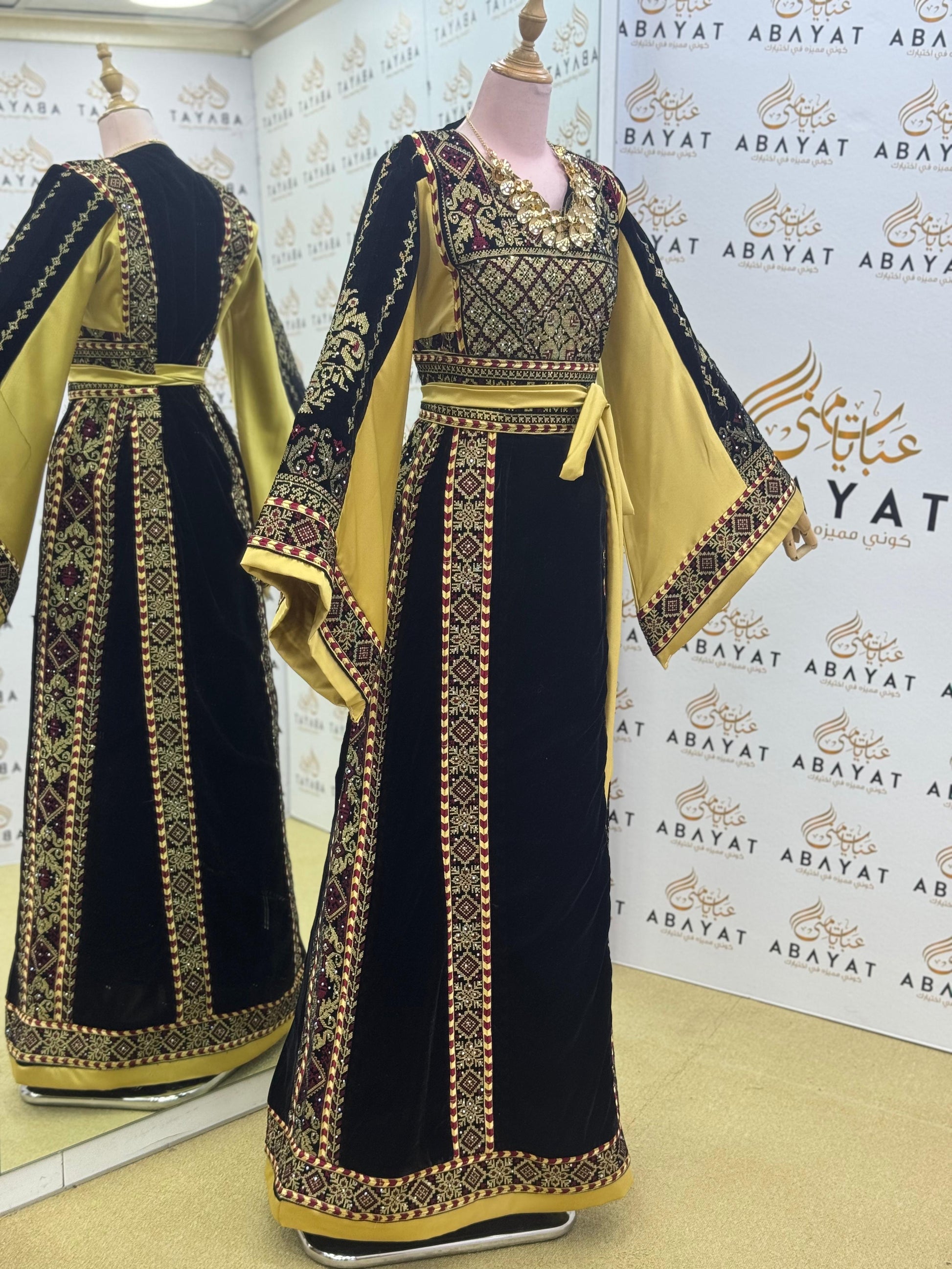 Premier Black and Yellow Velvet Thobe