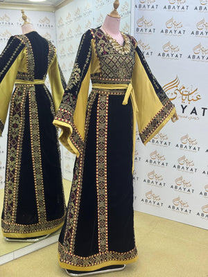 Premier Black and Yellow Velvet Thobe