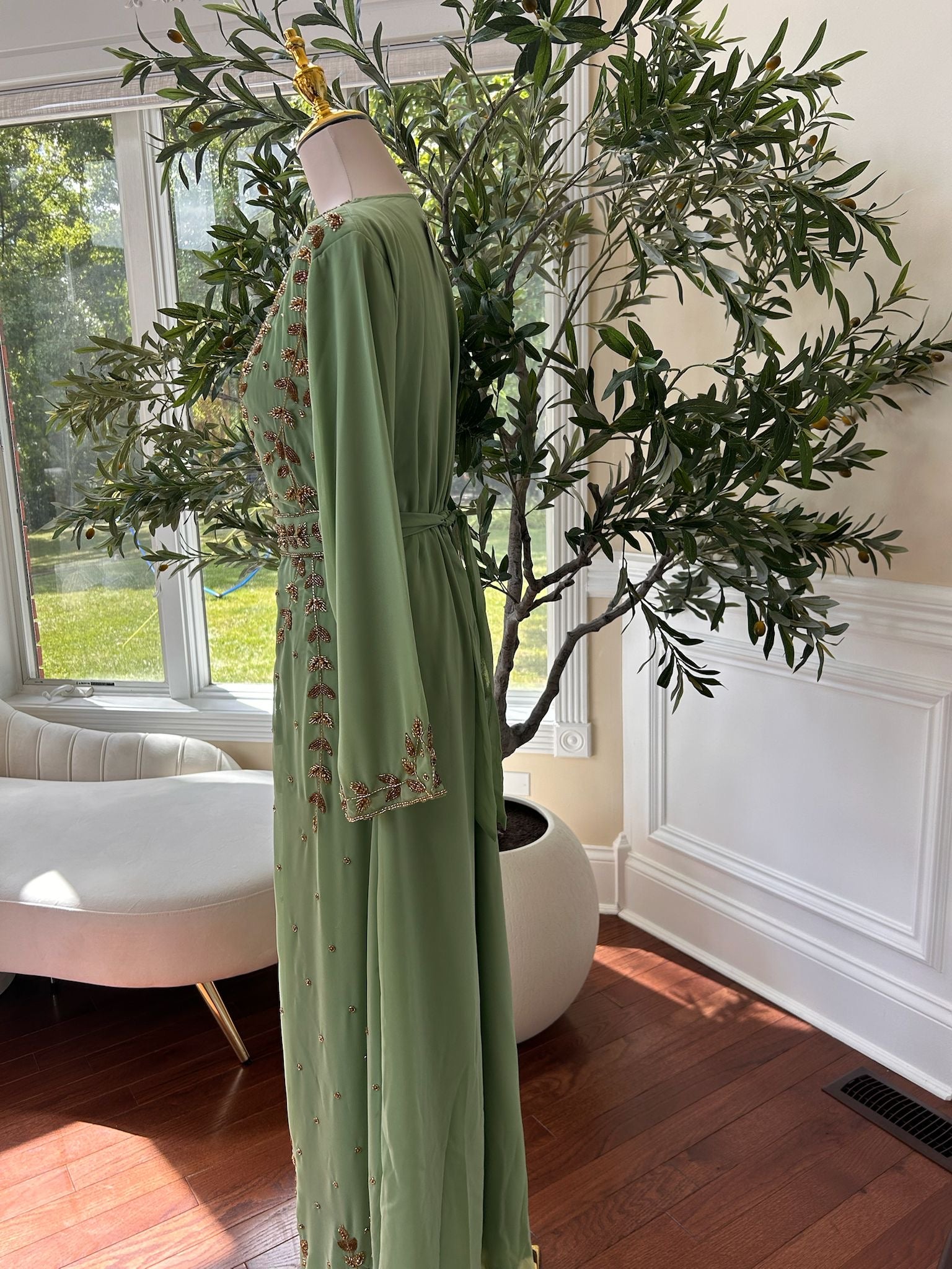 Mint Green Golden Charm Kuftan