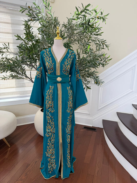 Ocean Spark Embroidery Tatreez Kuftan