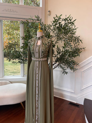 Olive Beaded Stone Kuftan