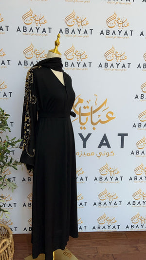 Black Abaya Golden Sequence