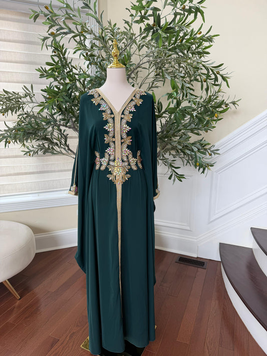 Emerald Butterfly Royale Beaded Abaya