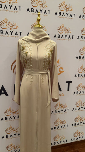 Light Cream Floral Abaya