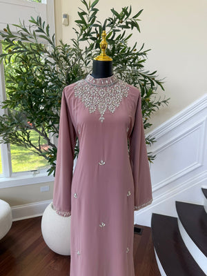 Dusty Pink Crystal Maxi Dress