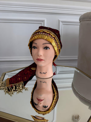 Traditional Red Tatreez Coin Head Peice