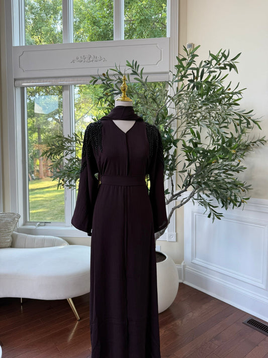 Dark Purple Stone Abaya