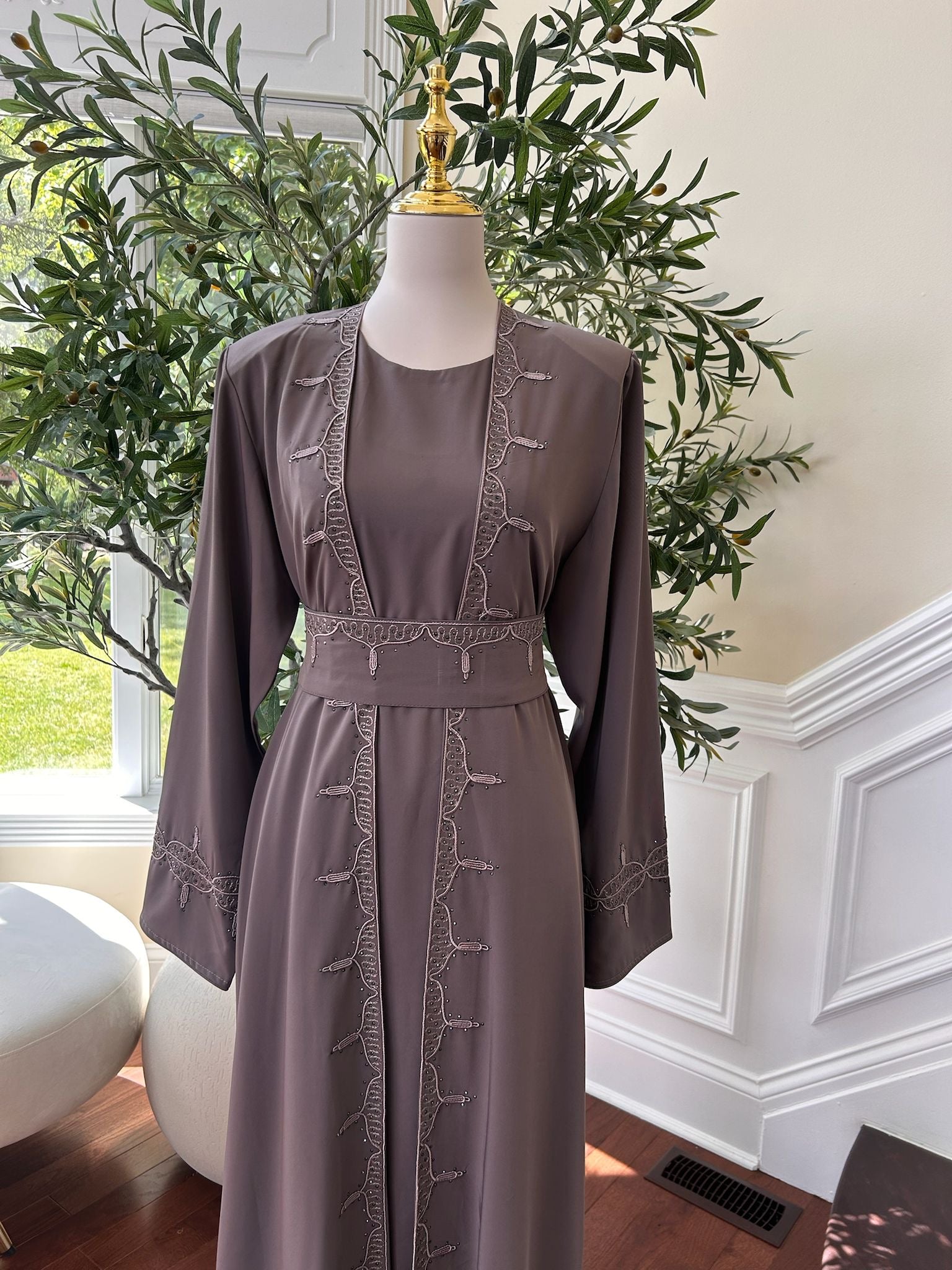 Purple Elegance Two Piece Abaya