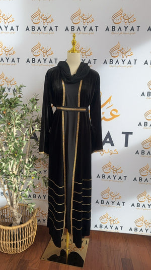 Black Velvet Two Piece Abaya