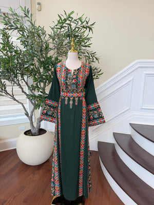 Green Embroidery Tatreez Thobe