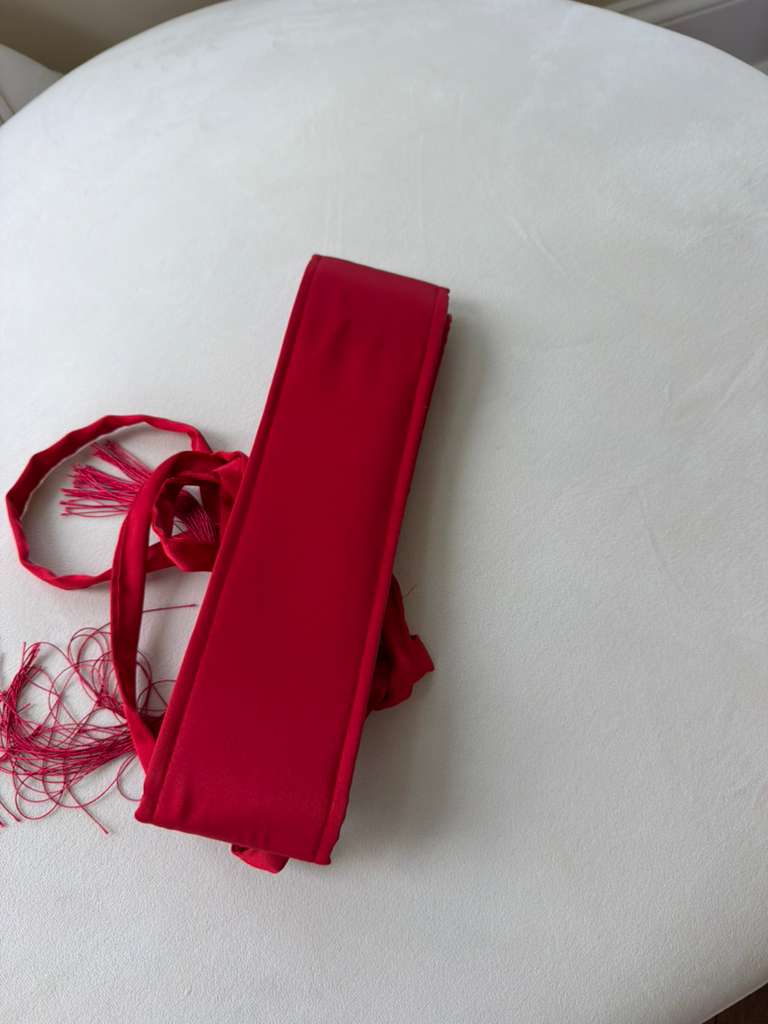 Red Satin Cashmere Belt