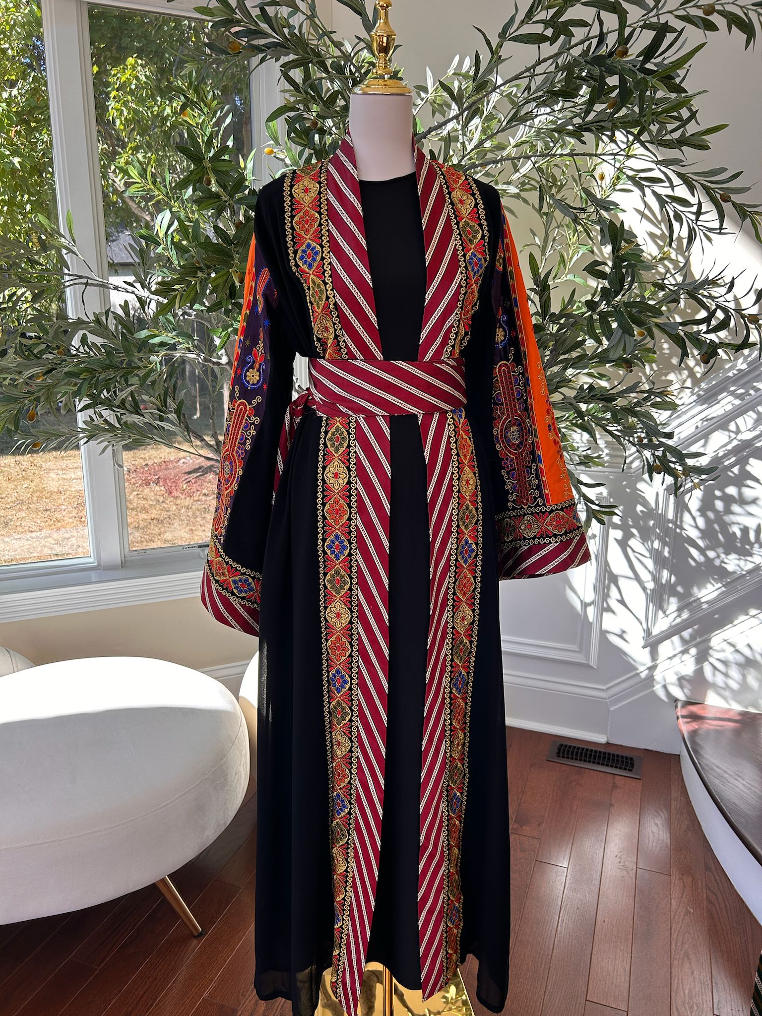 Black Embroidery Tatreez Embellished Thobe