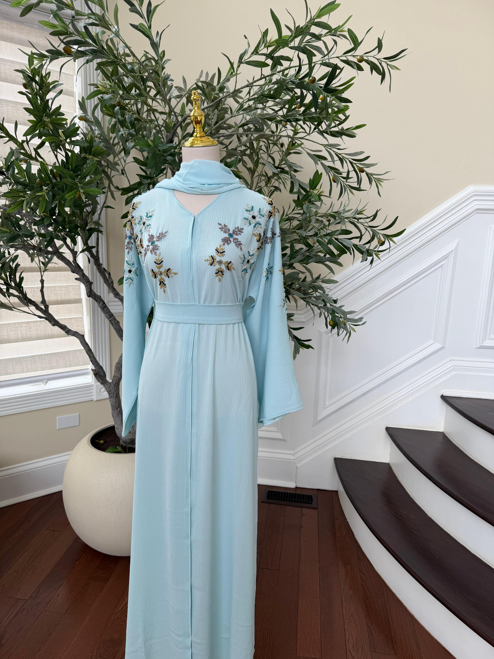 Ocean Breeze Beaded Abaya