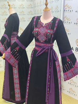 Black Embroidery Tatreez Embellishd Thobe
