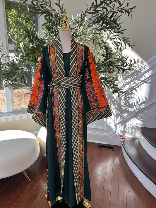 Green Embroidery Tatreez Embellished Thobe