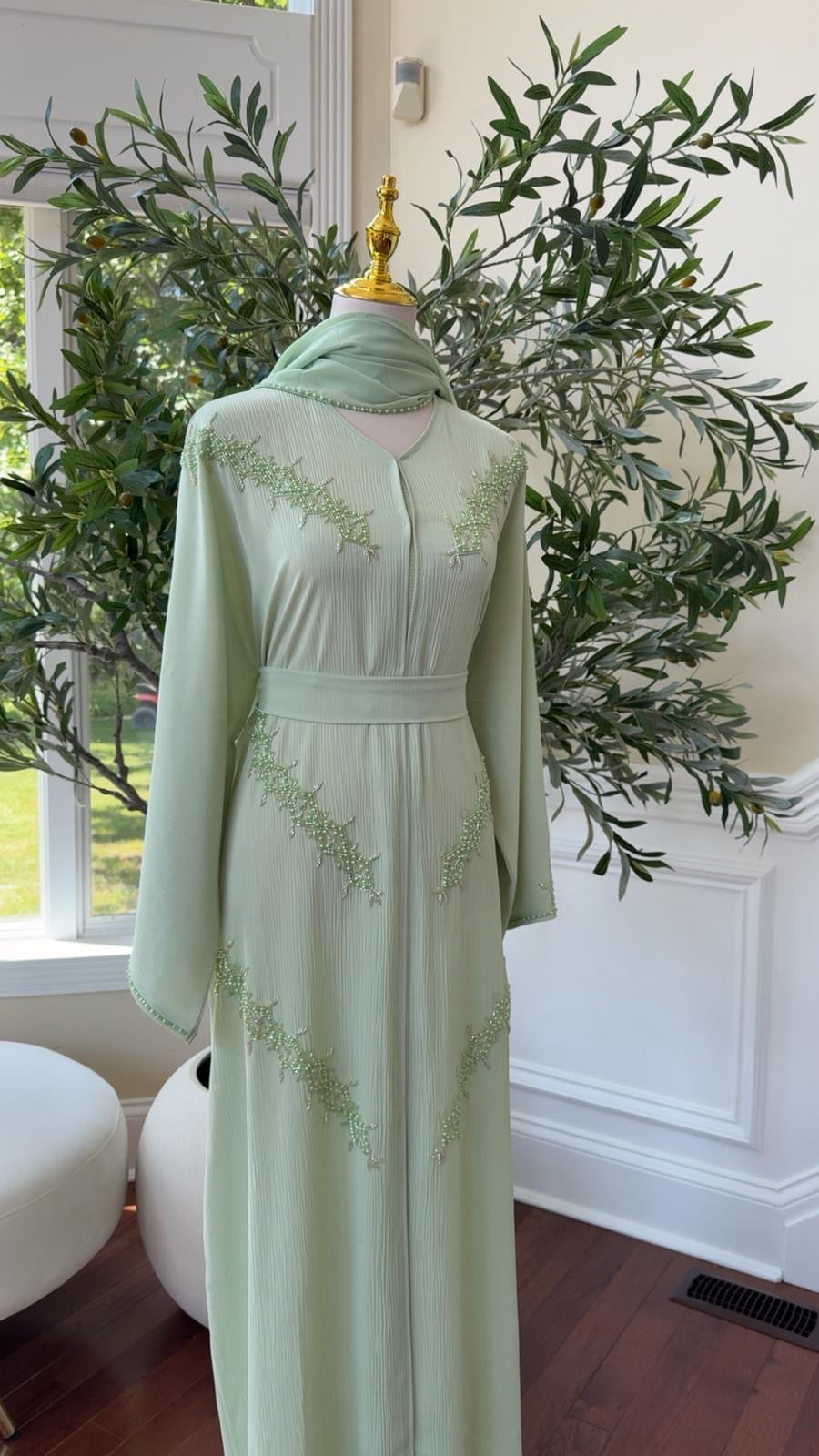 Light Green Charming Modesty Abaya