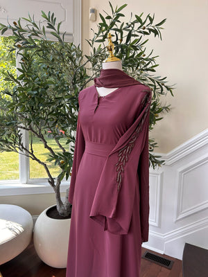Pink Floral Sleeve Charm Abaya
