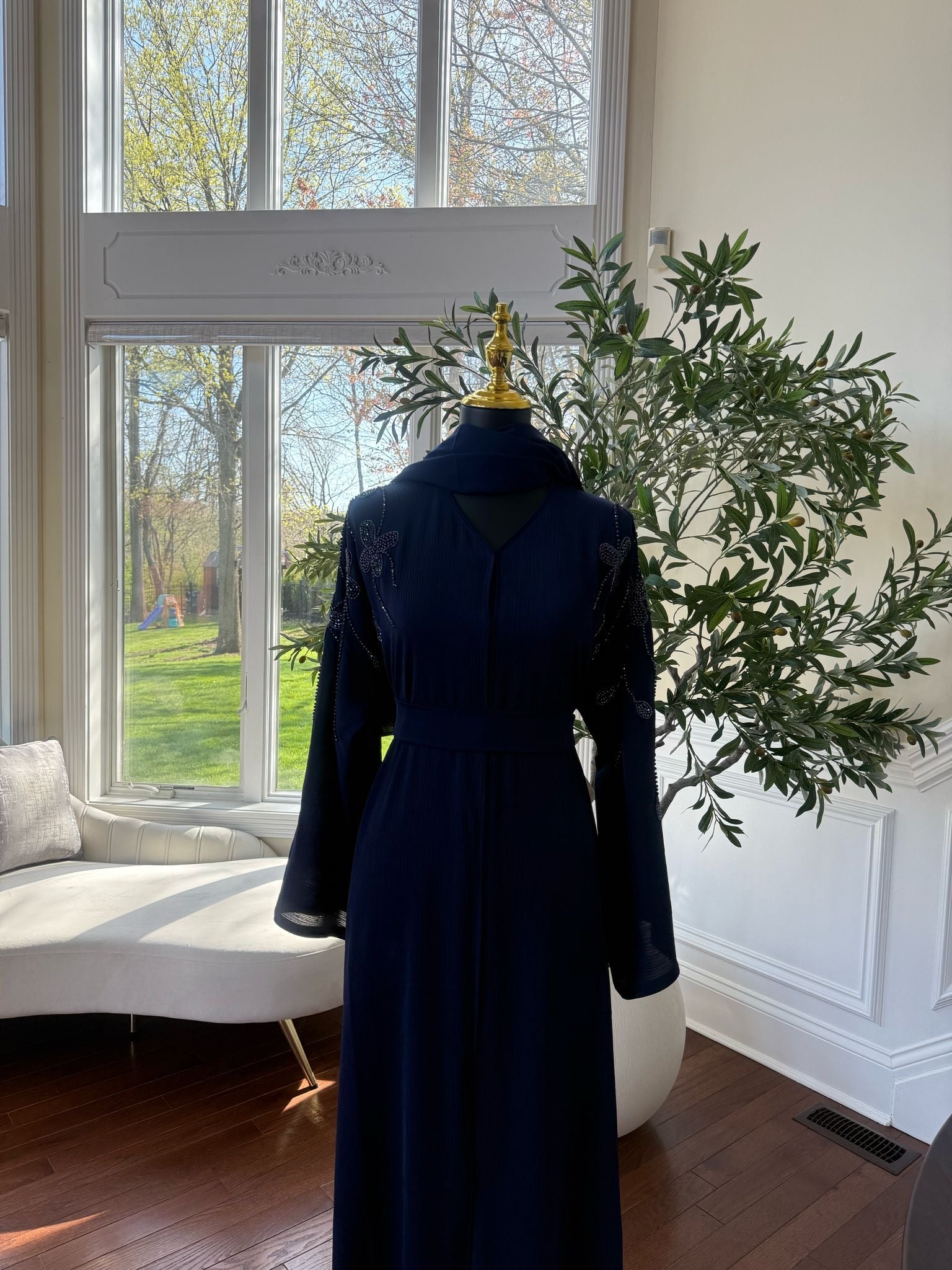 Blue Beaded Abaya