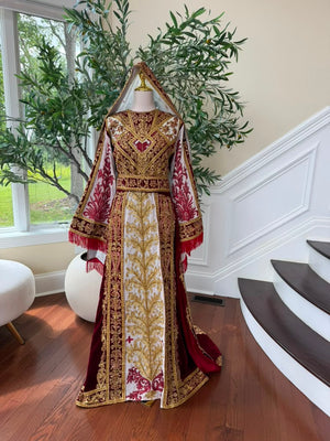 Royale Red Embroidery Tatreez Elegance Thobe