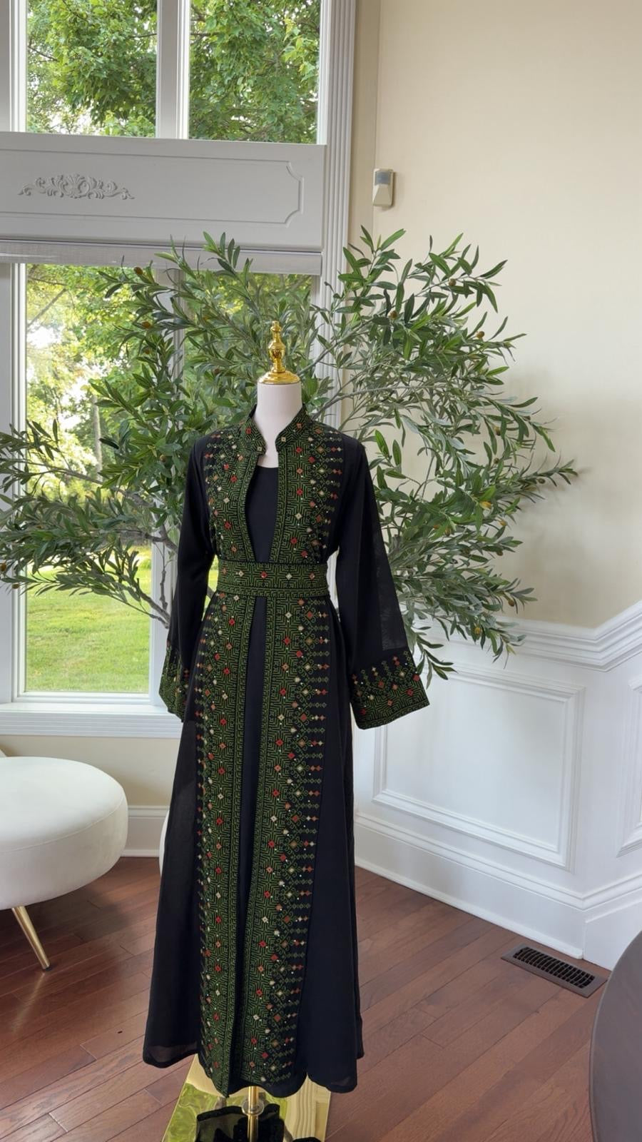 Green Tatreez Heritage Bloom Abaya