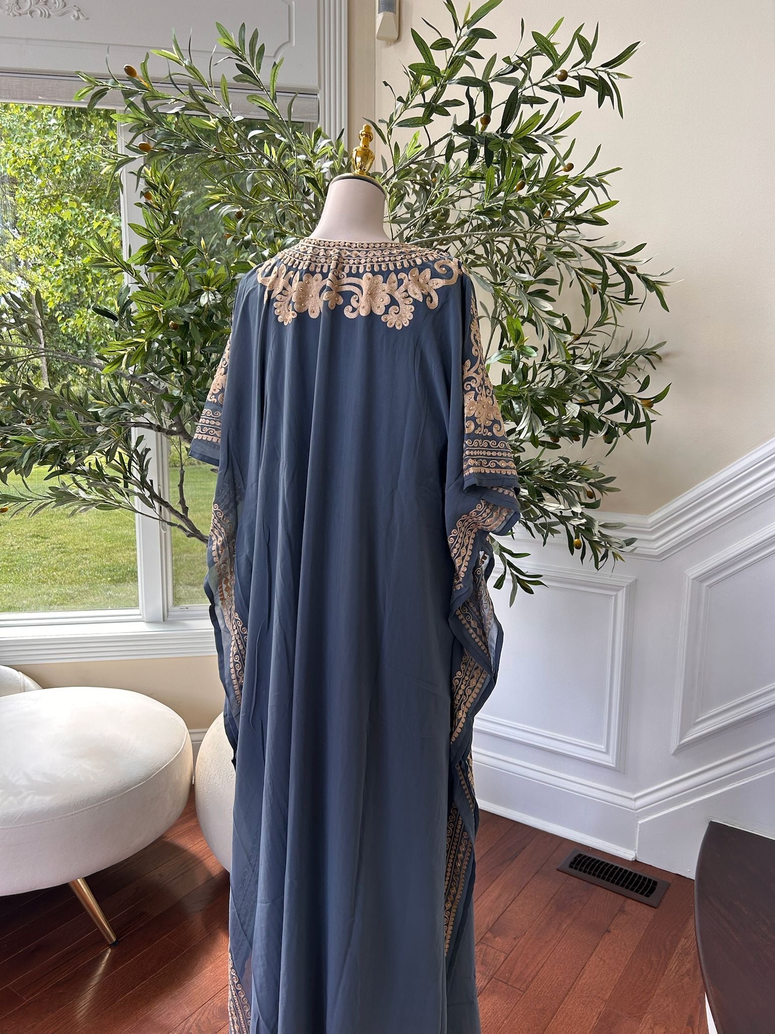 Luxury Golden Grey Kuftan Dress