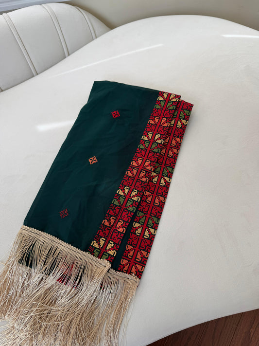 Emerald Green Tatreez Khirka Shal