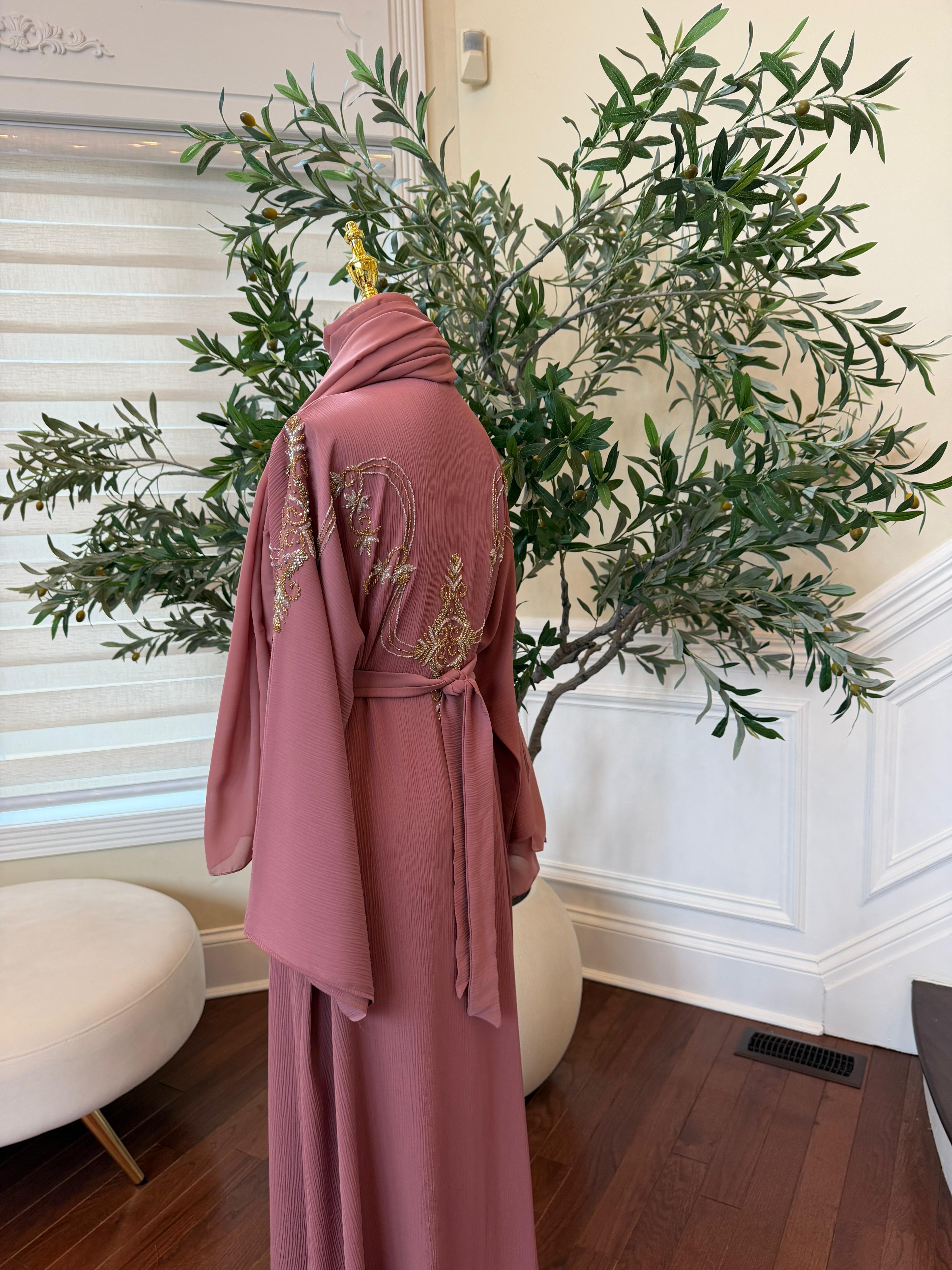 Blush Beaded Design Abaya