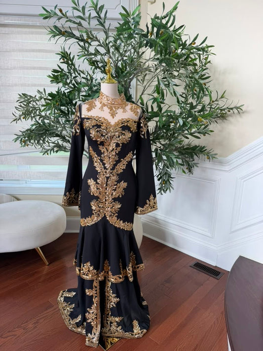 Black Golden Elegance Beaded Kuftan