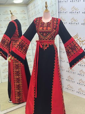 Black & Red Heritage Embroidered Thobe